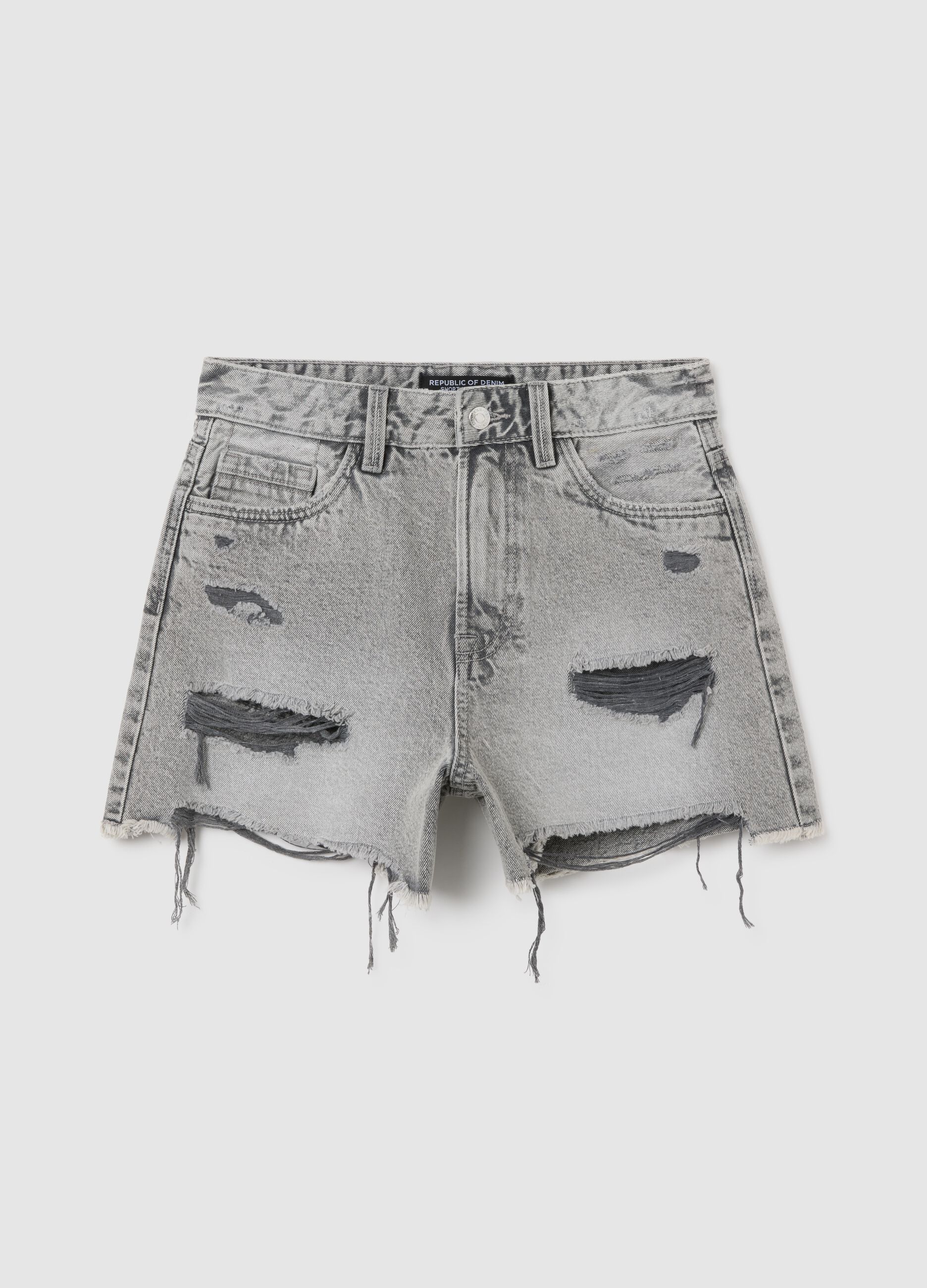Women's grey pure cotton regular fit shorts