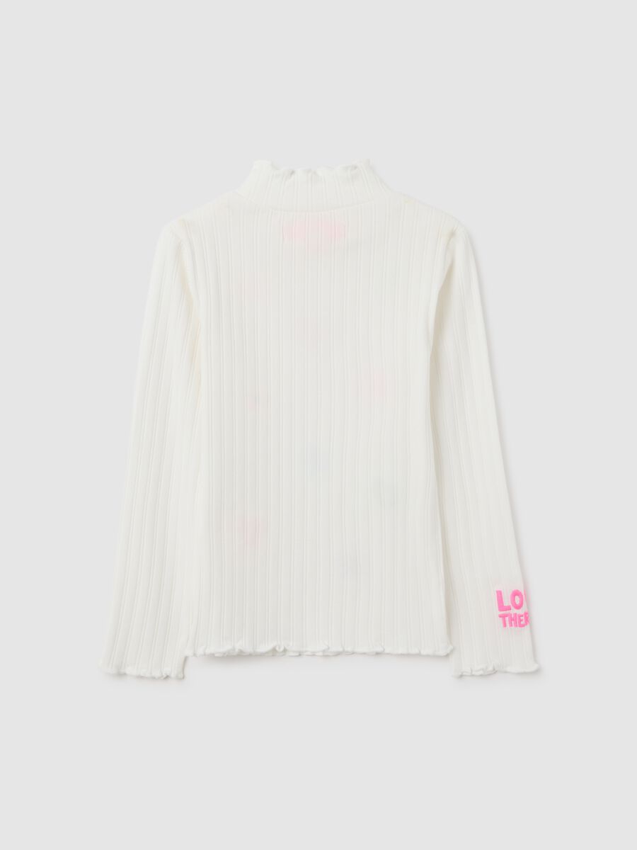 Girls' White Regular Fit Stretch Cotton Blend T-shirt_1