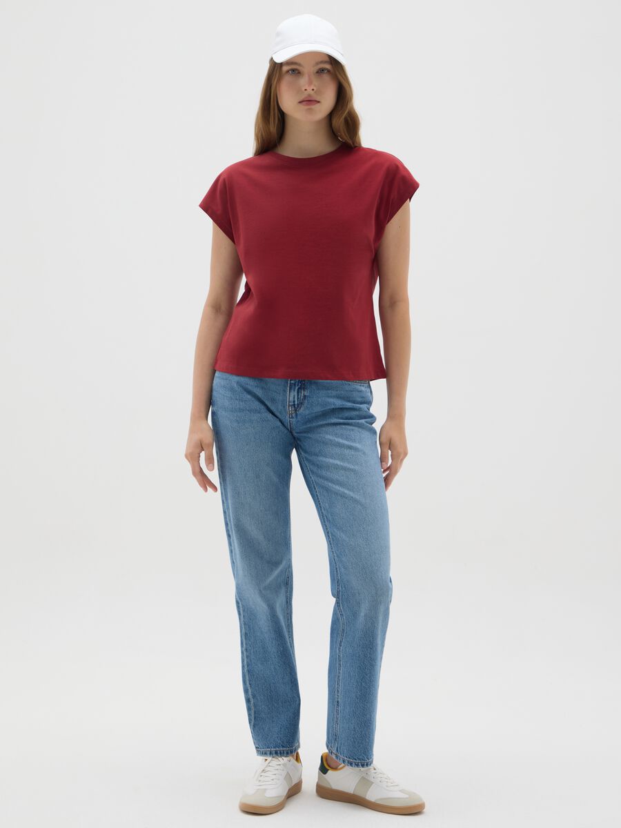 Women's pure cotton red T-shirt_1