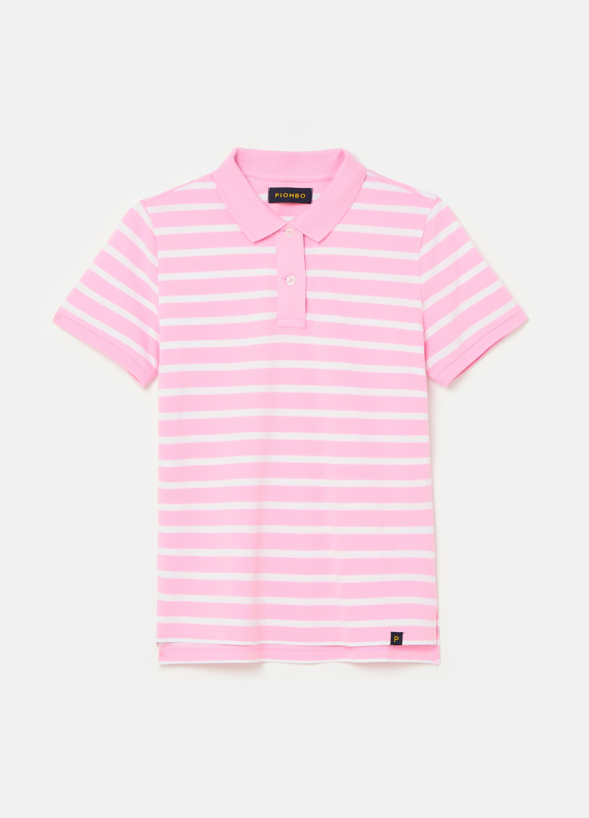 Polo in piquet di cotone bio a righe