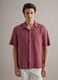 Regular fit pink short sleeve pure linen shirt with pocket_0