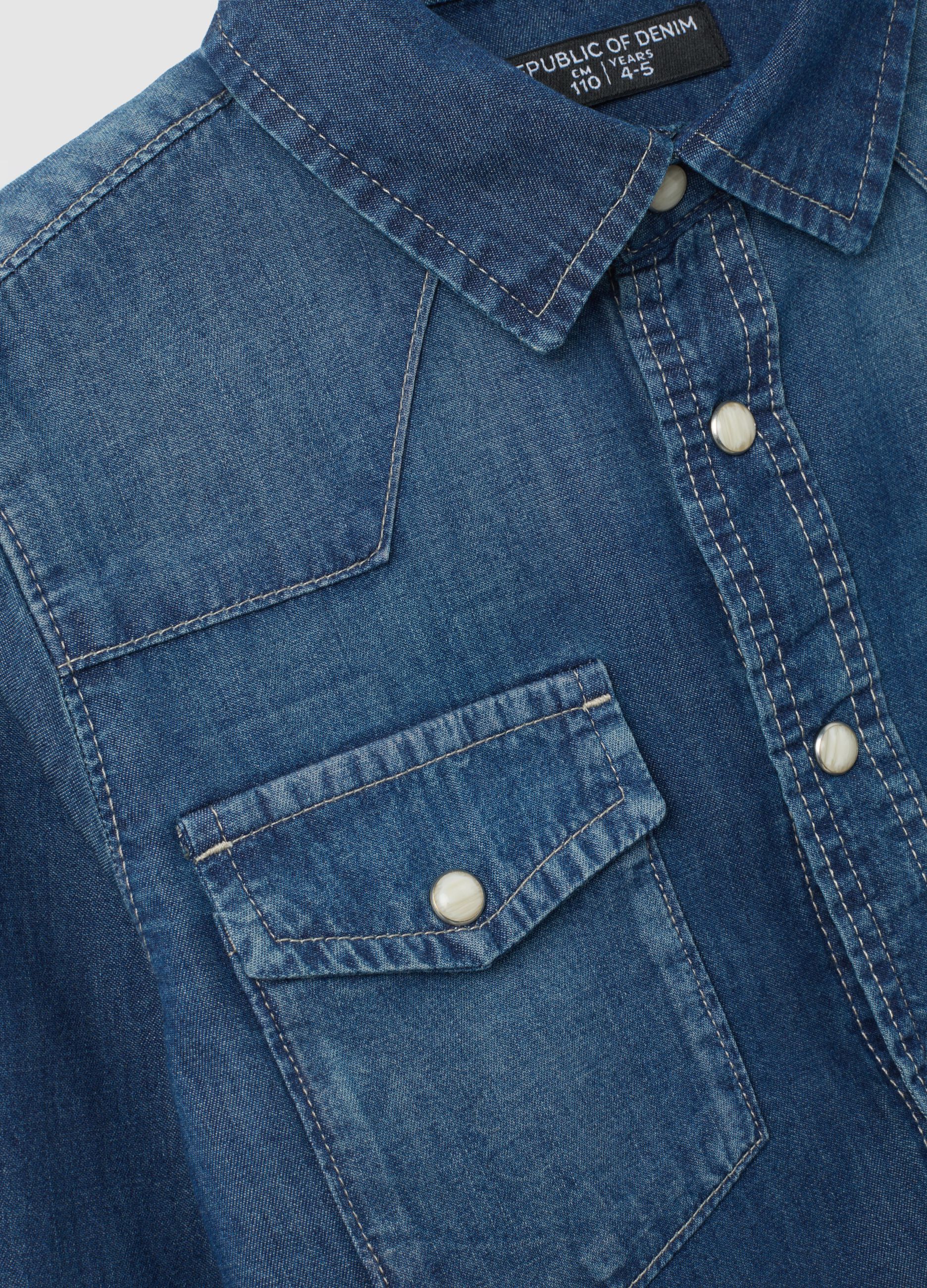 Camicia da bambino in puro cotone denim regular fit