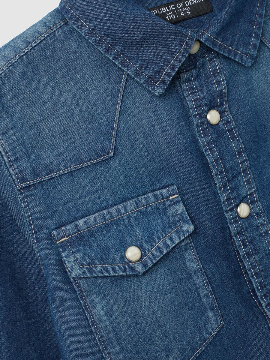 Camicia da bambino in puro cotone denim regular fit_2