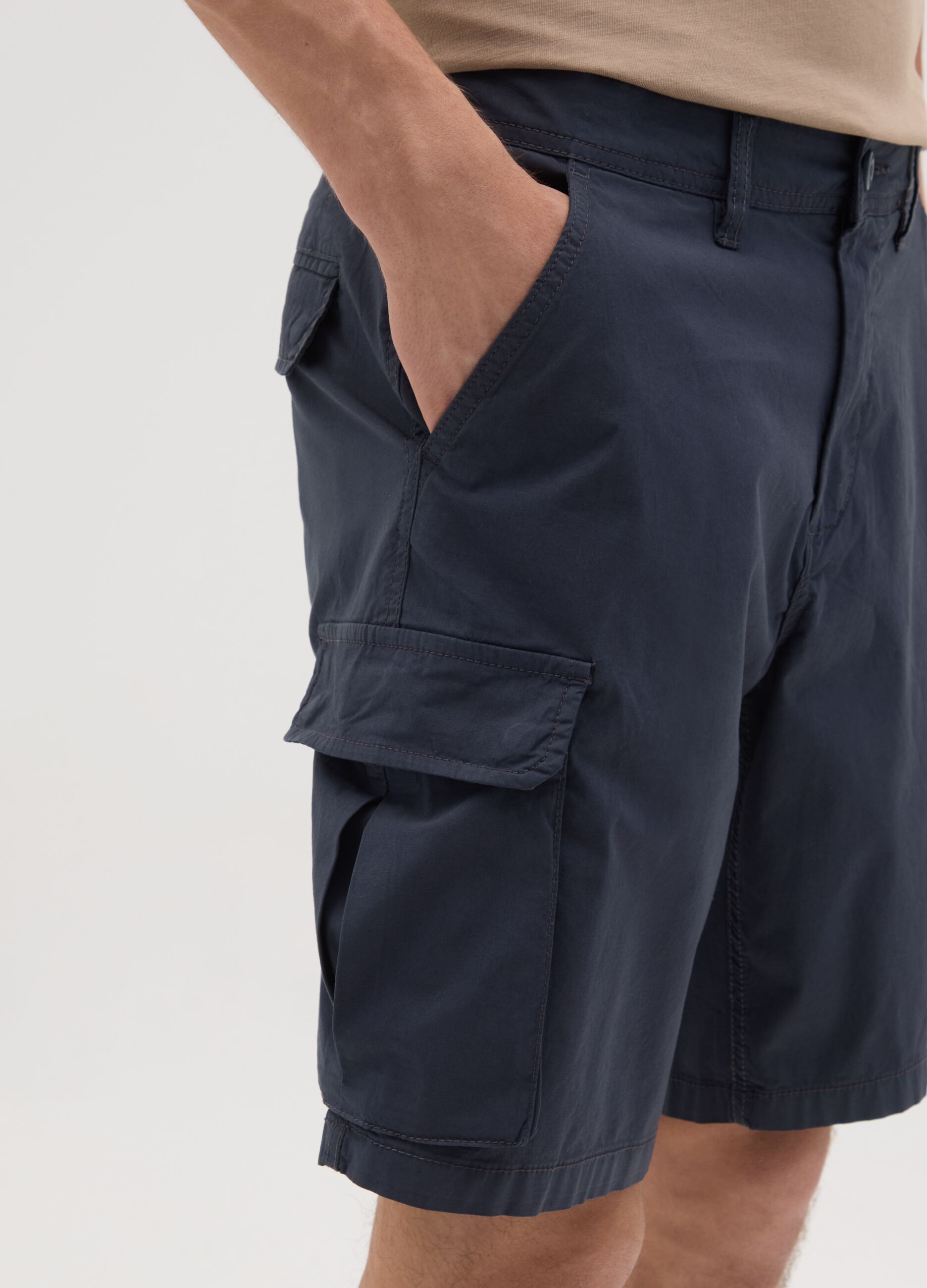 Men's Blue Cotton Regular Fit Shorts