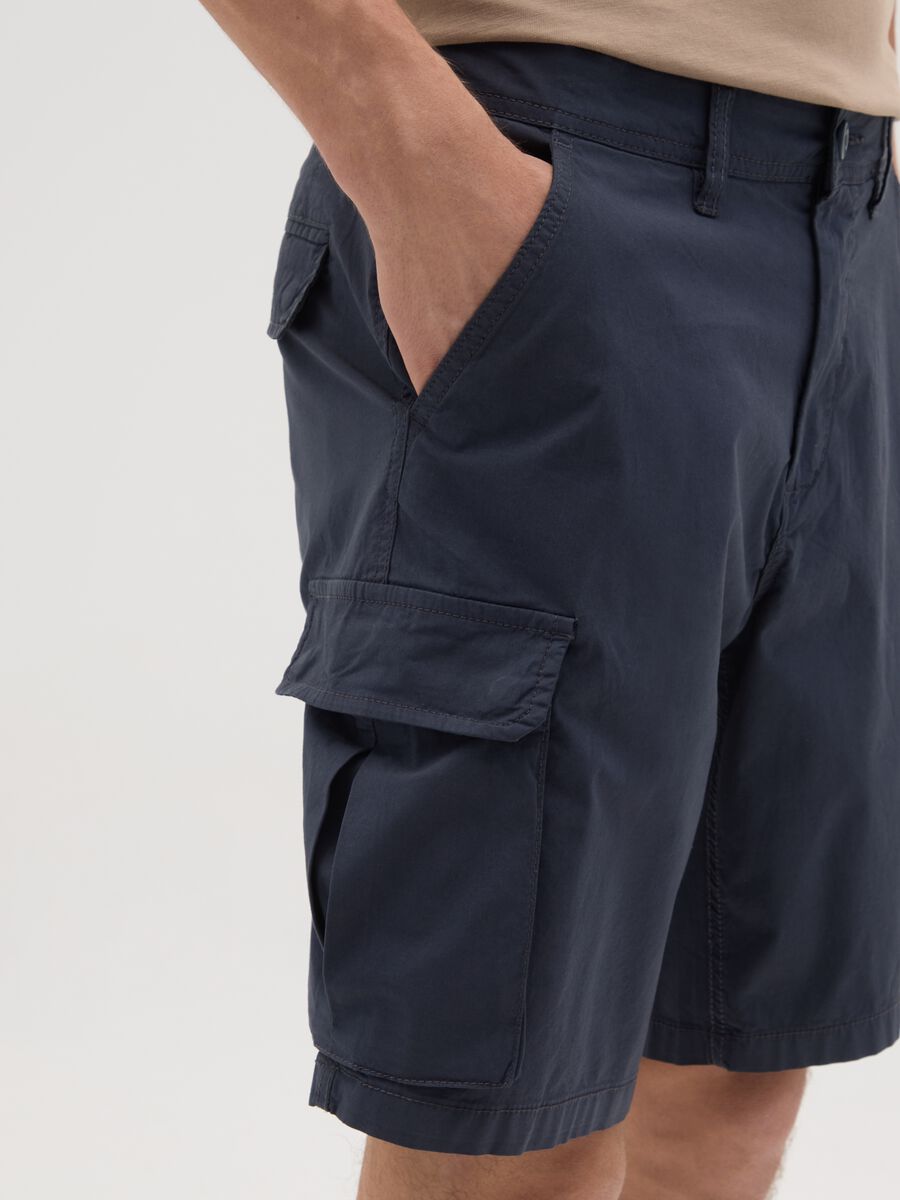 Men's Blue Cotton Regular Fit Shorts_2