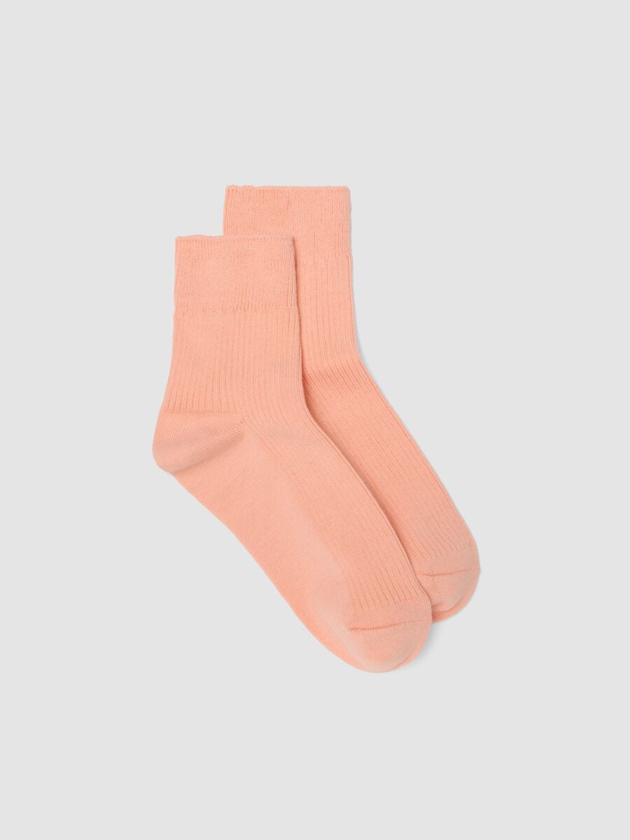 Pink ribbed stretch-cotton socks_0