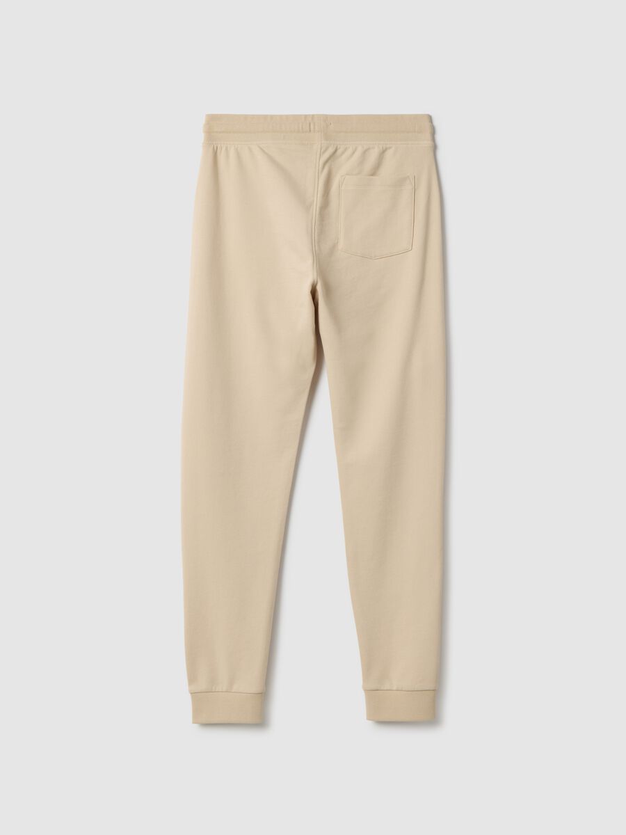 Jogger in puro cotone beige da ragazzo regular fit_4