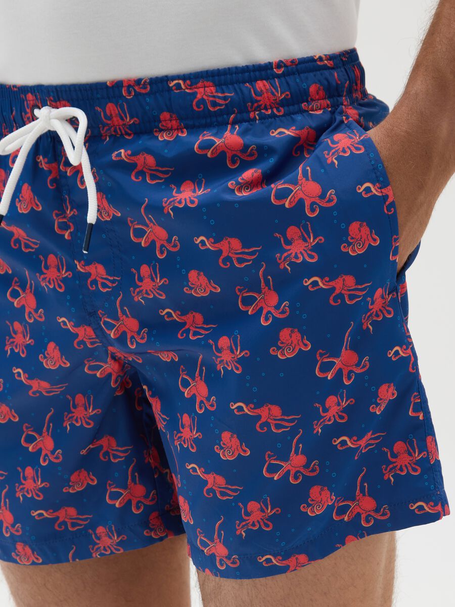 Men's multicolour swim shorts with octopus print_2