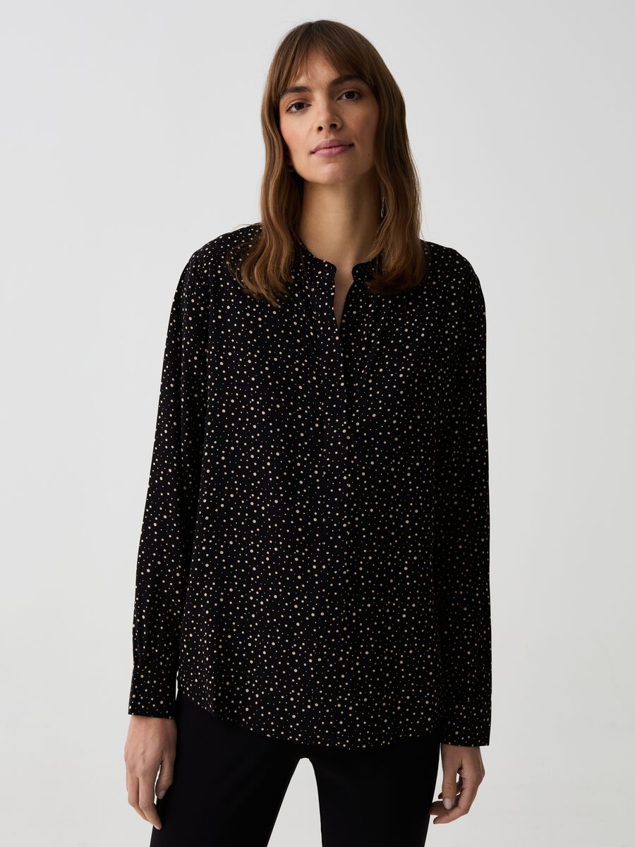 Viscose shirt with band collar_0