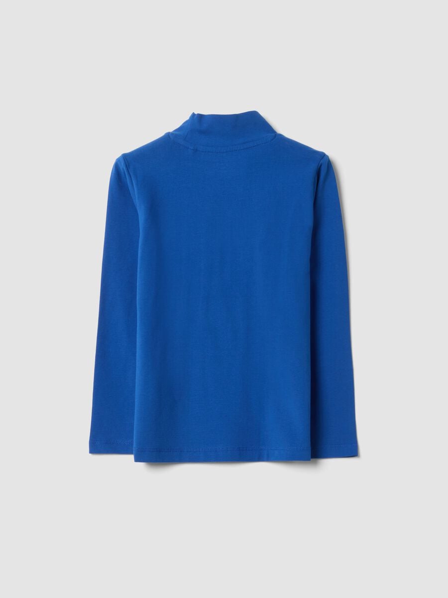 Blue stretch organic cotton crew-neck T-shirt_1