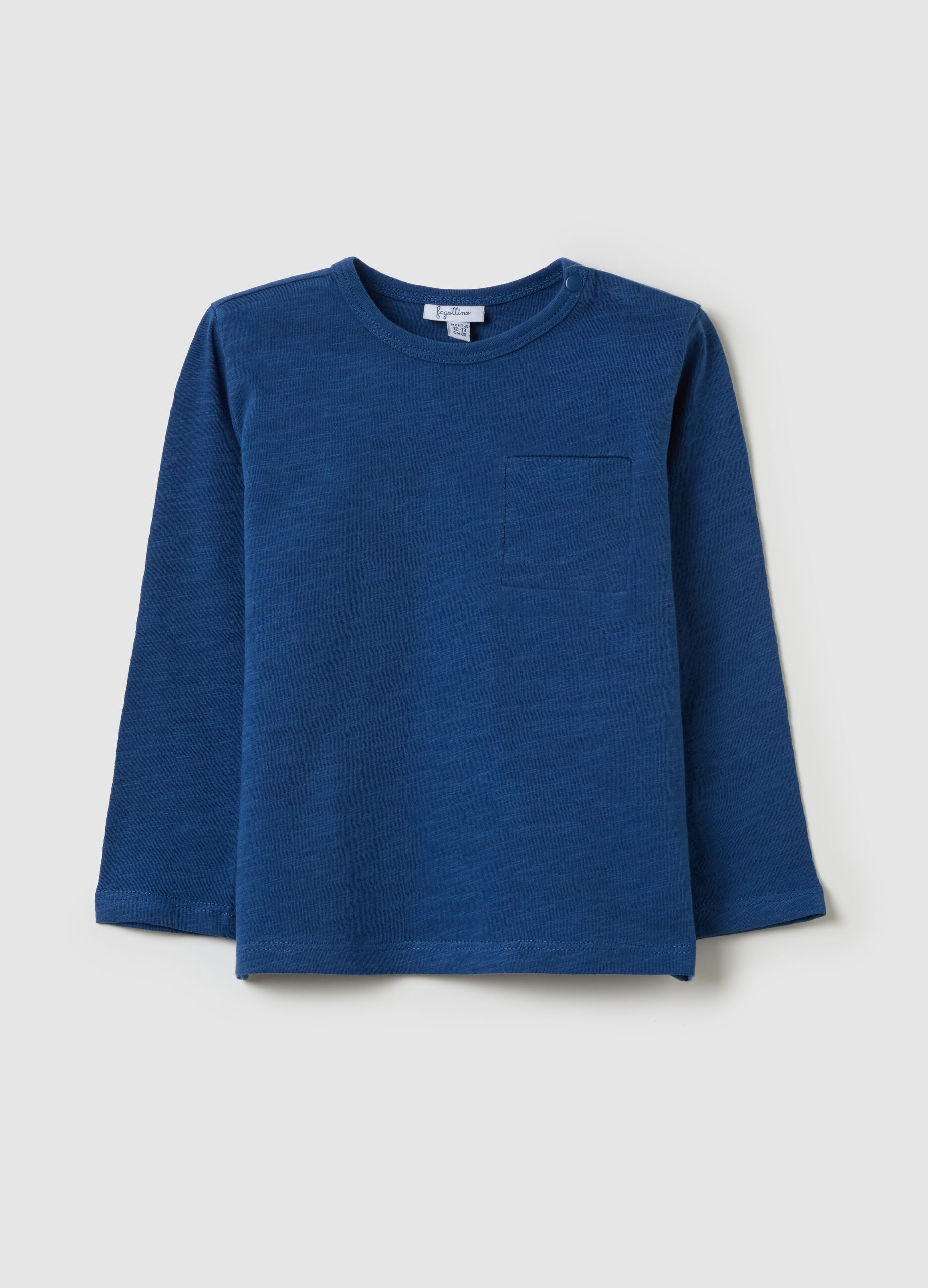 Cotton T-shirt with pocket and long sleeves