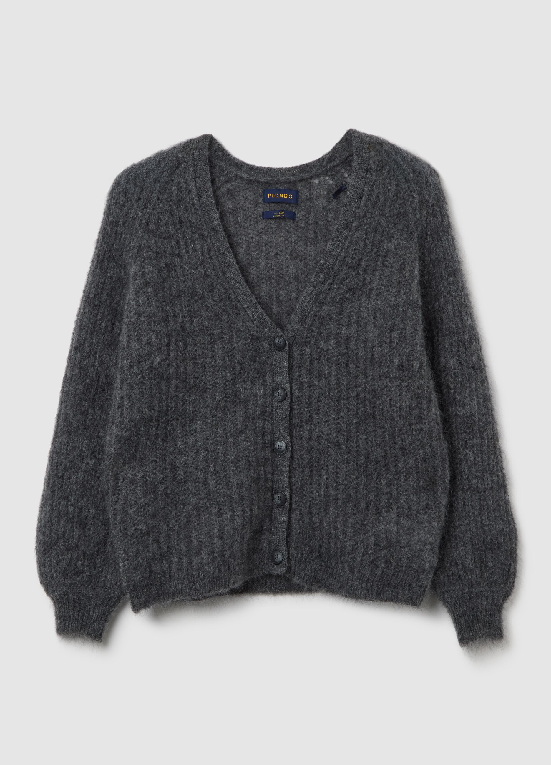Cardigan deep V grigio vestibilità oversize
