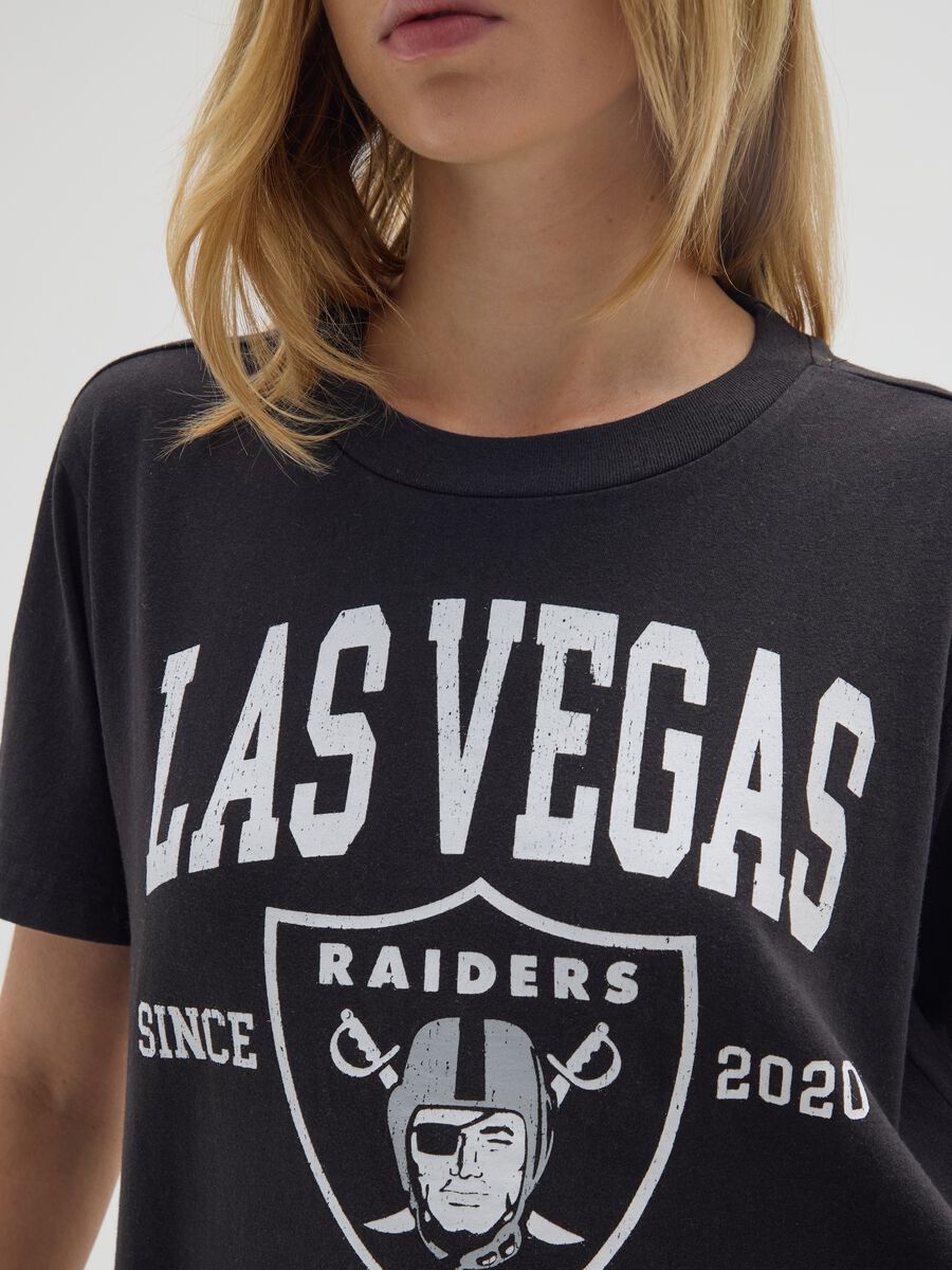 Black pure cotton regular fit Las Vegas Raiders T-shirt_3