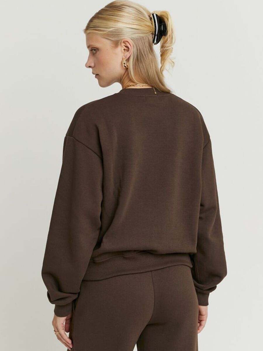 Felpa in misto cotone marrone regular fit_1