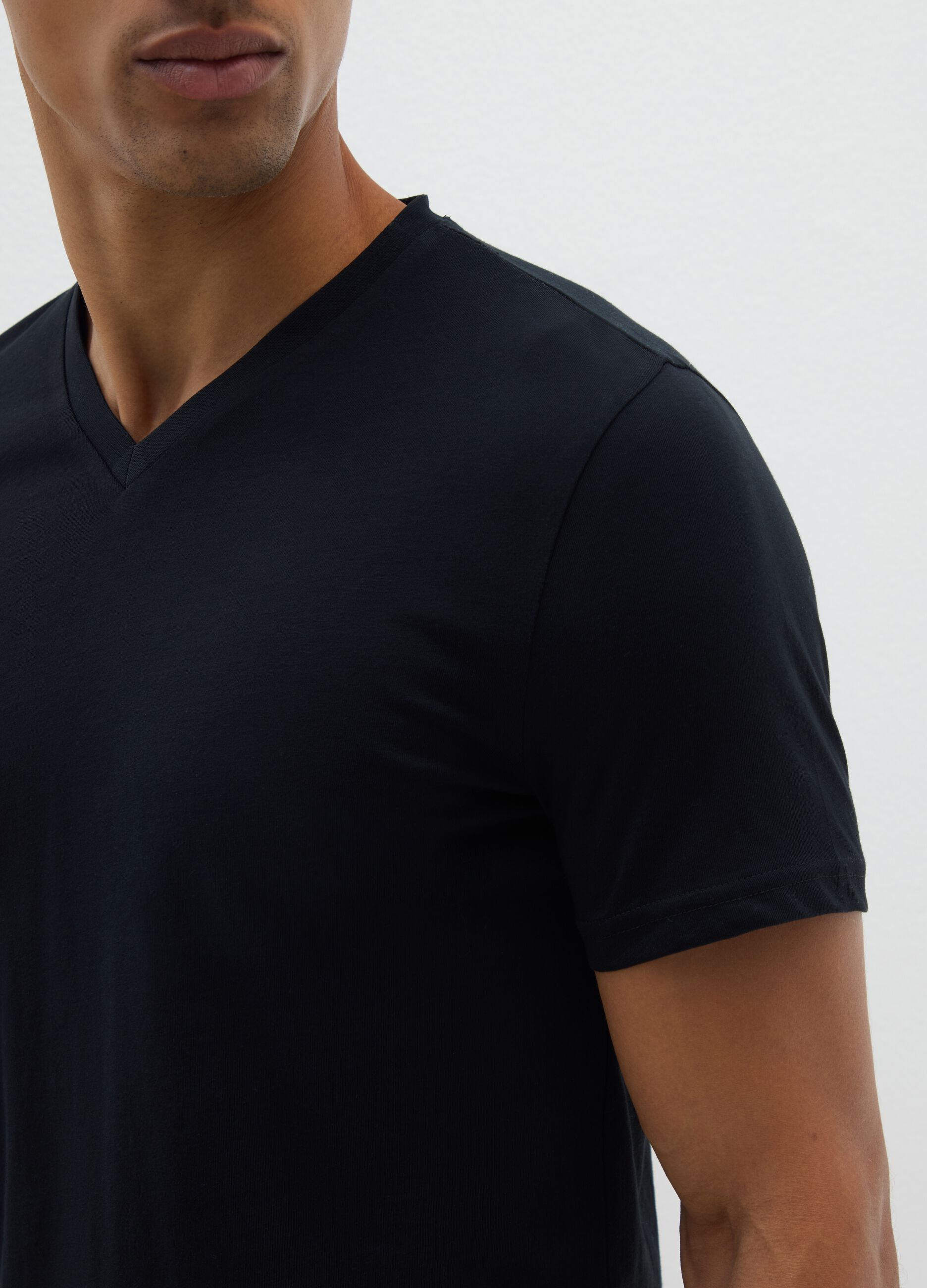 Men's black pure cotton T-shirt