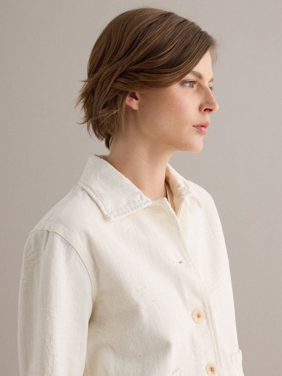 White pure cotton blazer, regular fit_4
