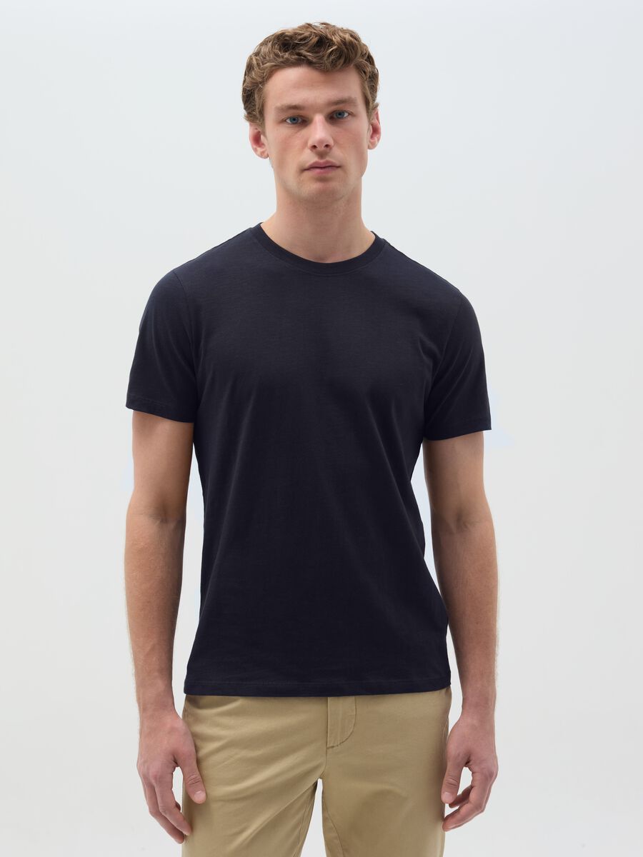 T-shirt in slub cotton with round neck_0