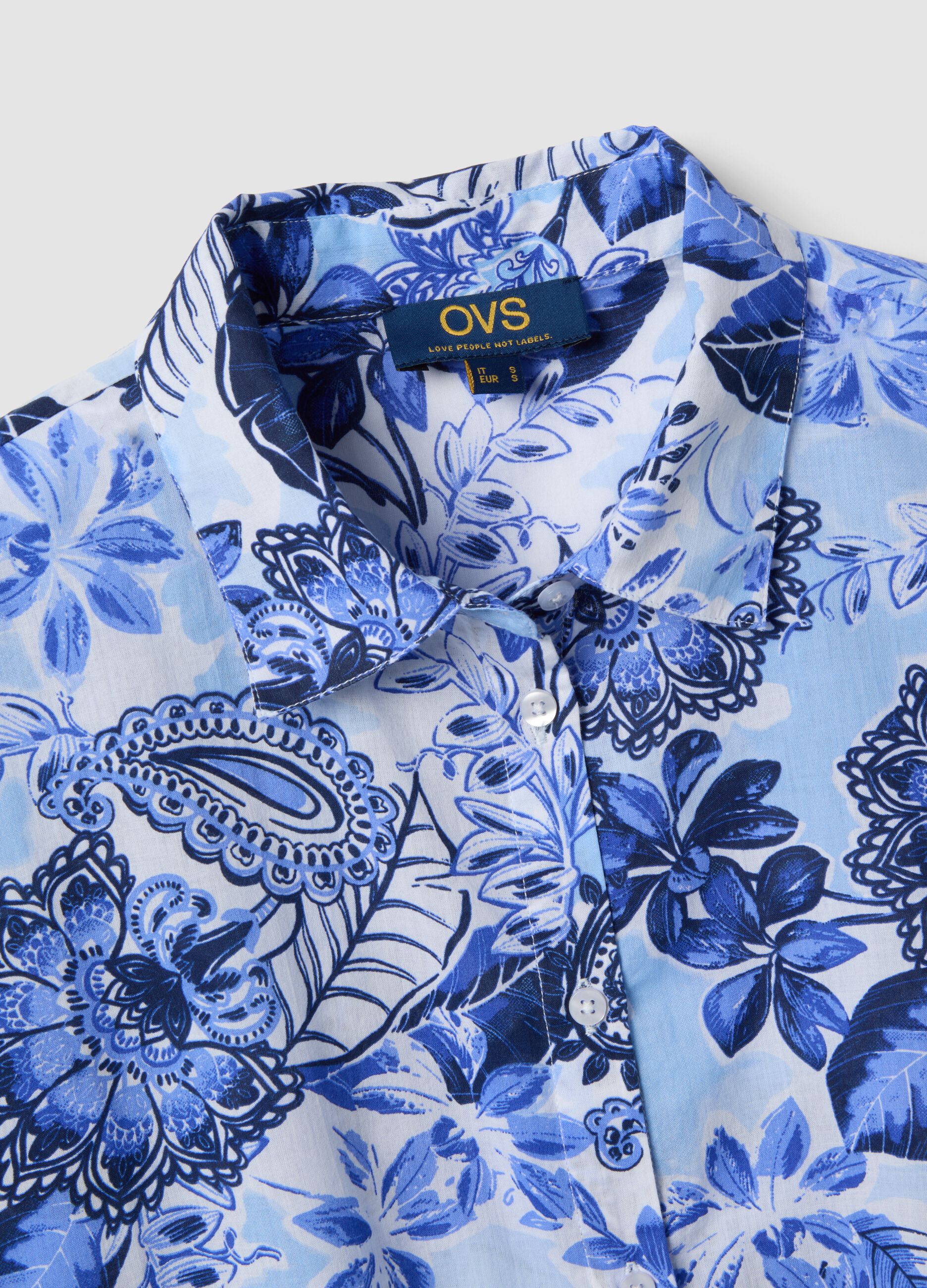 Blue pure cotton kaftan with print