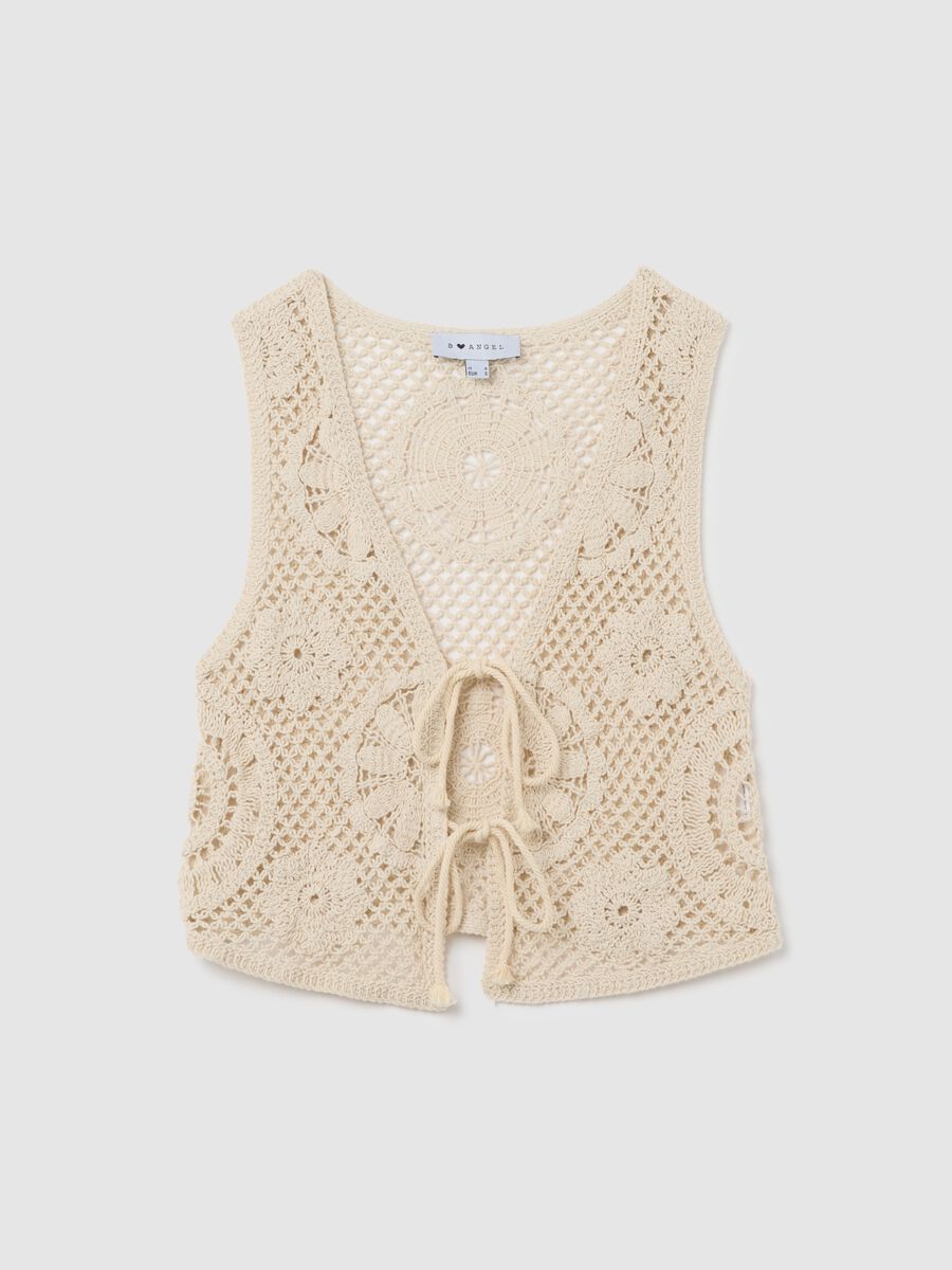 Women’s regular-fit waistcoat in beige cotton without buttons_4