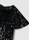 Girls' black velvet regular fit dress with sequins_2