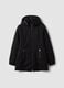 Black stretch-fabric parka with hood, regular fit_4