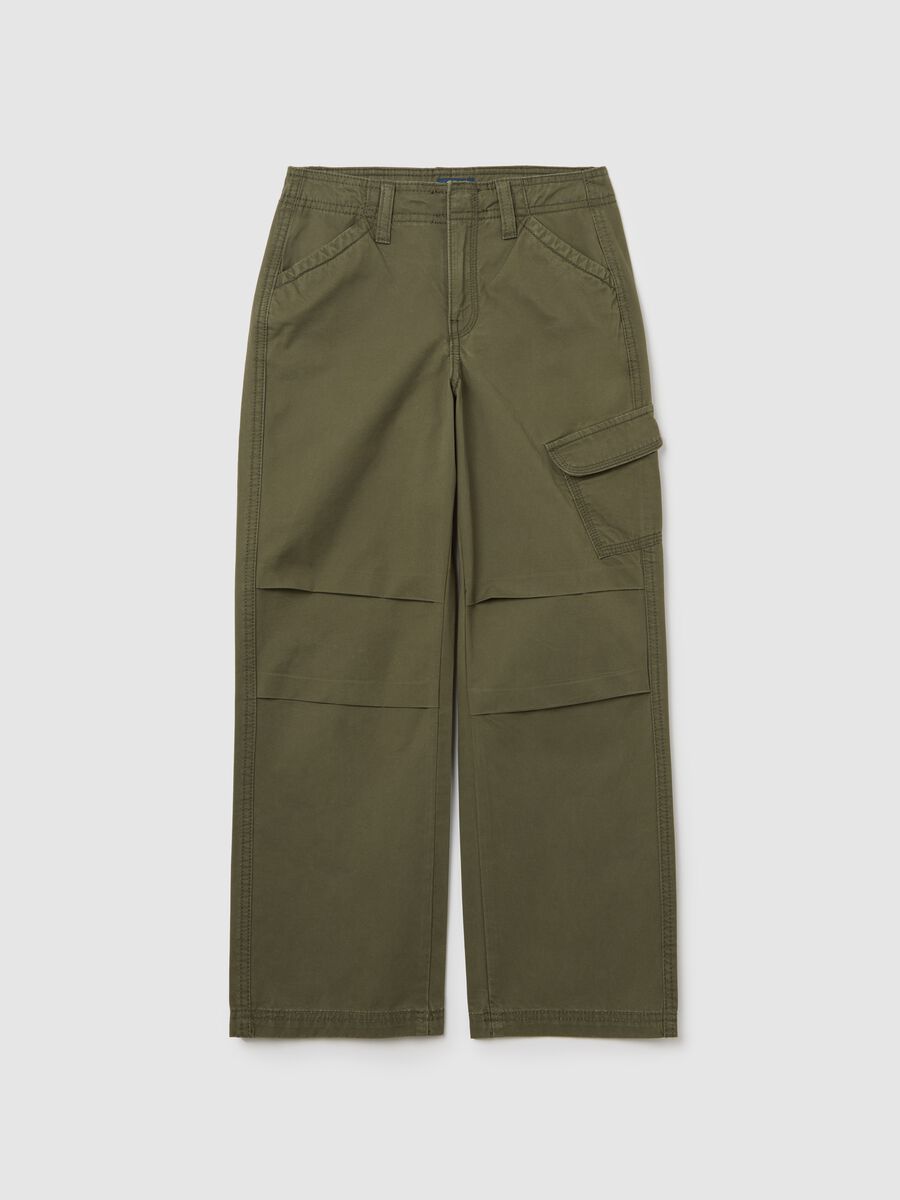 Pantaloni cargo a gamba larga in cotone_0