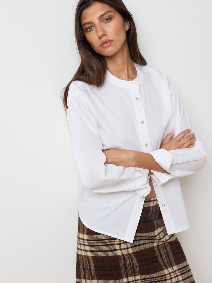 Camicia in puro cotone bianca regular fit_0
