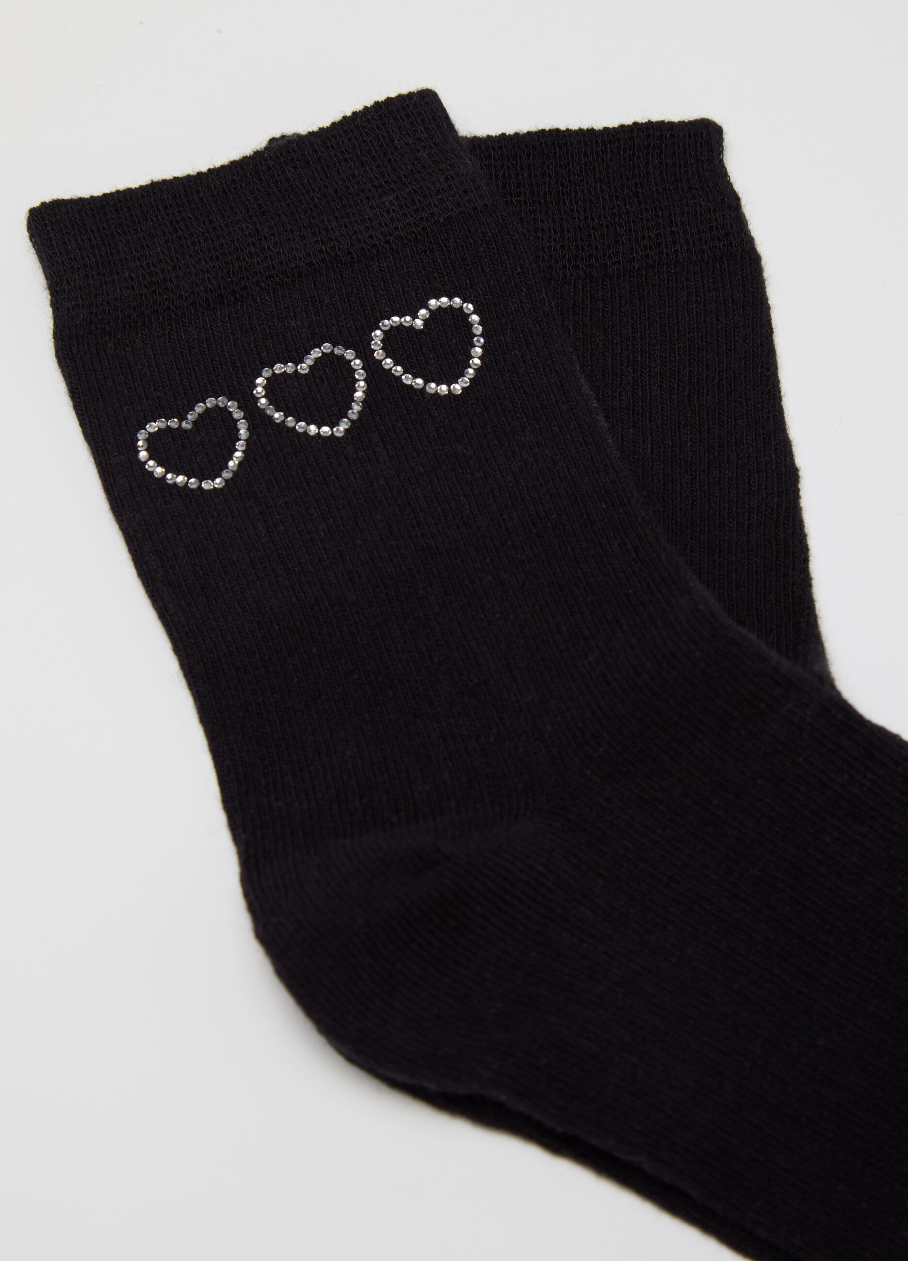 Socks with diamanté heart