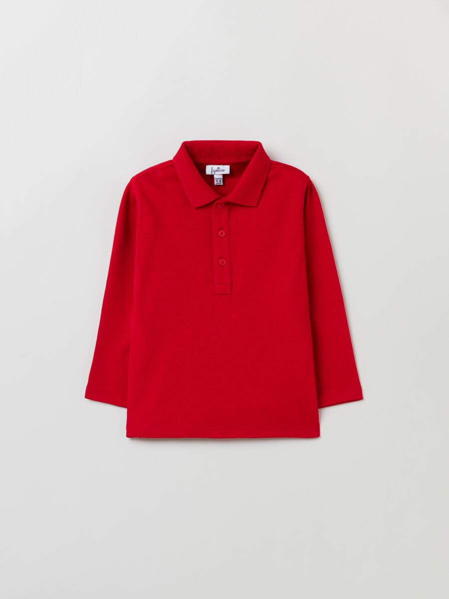 Polo a maniche lunghe in cotone interlock_0