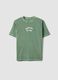 Green oversized pure cotton T-shirt with "Streets are my court" slogan for boys_3