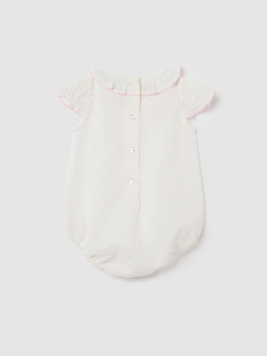 White Baby Bodysuit with Ruffled Collar_1