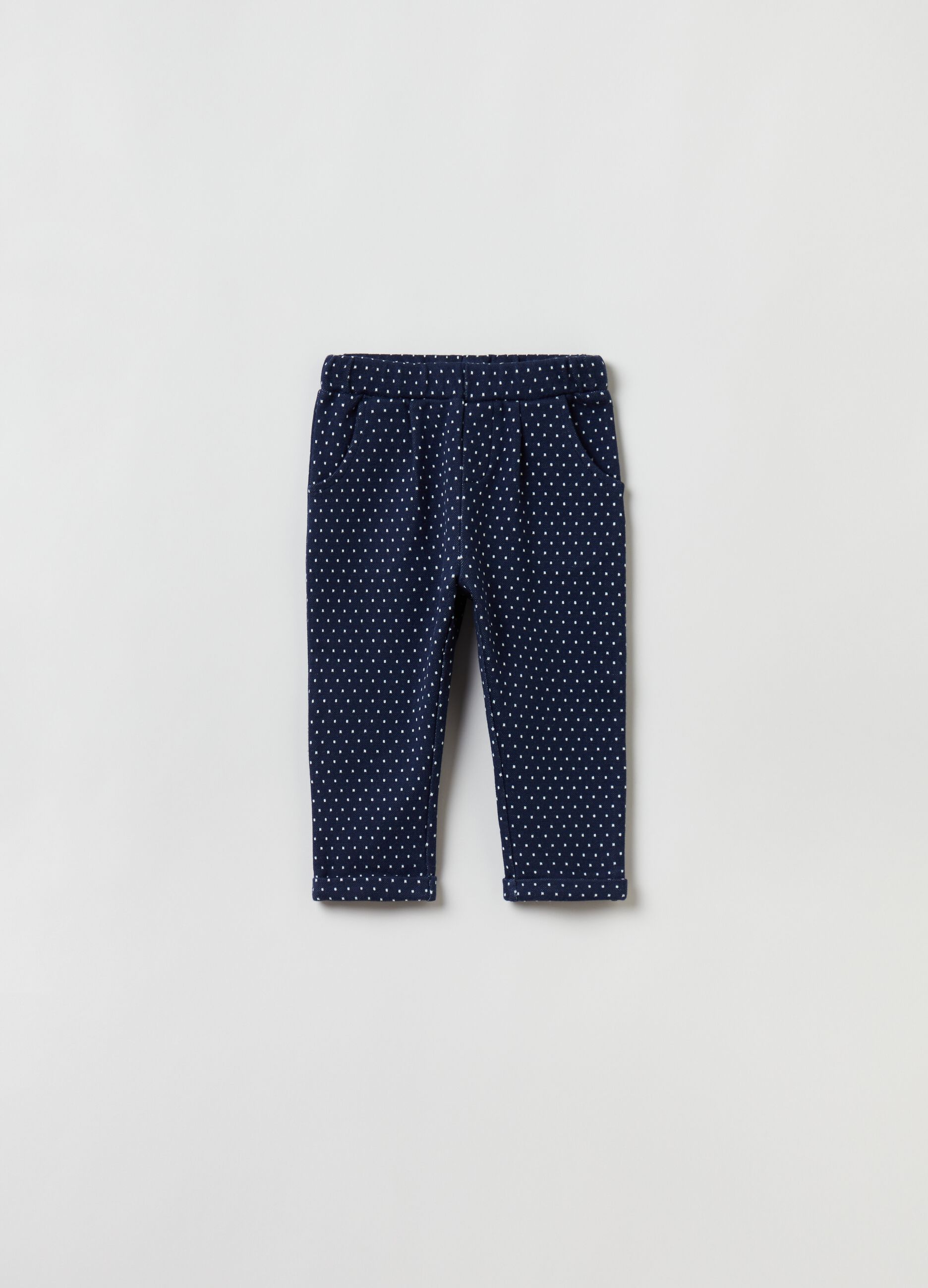 Pantaloni con motivo micro pois jacquard_0