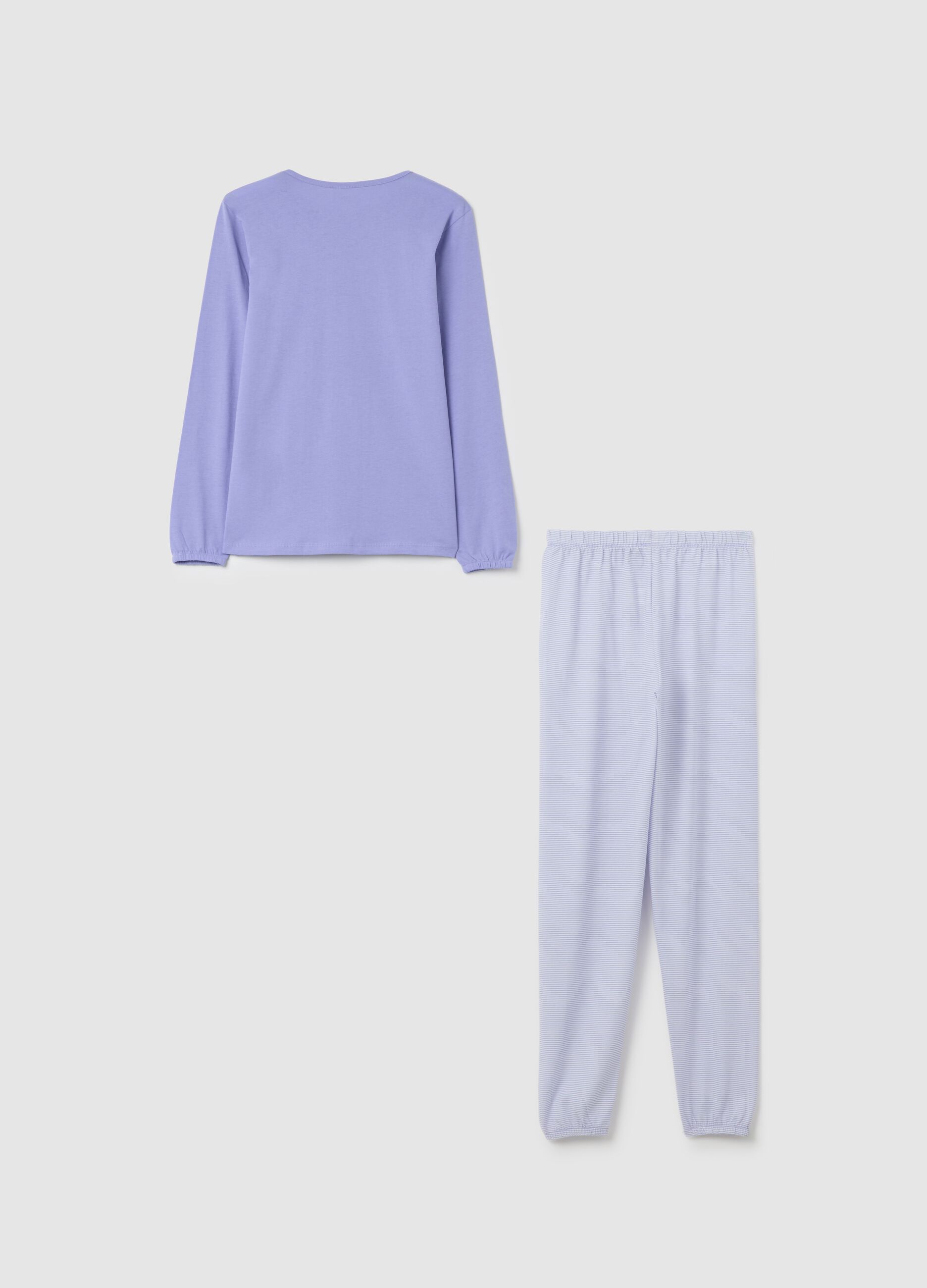 Girl's Purple Cotton Pyjamas with Print