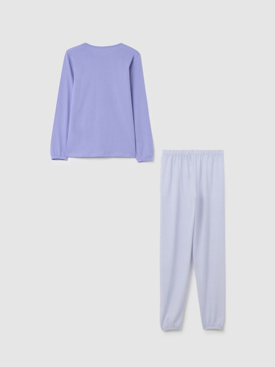 Girl's Purple Cotton Pyjamas with Print_1