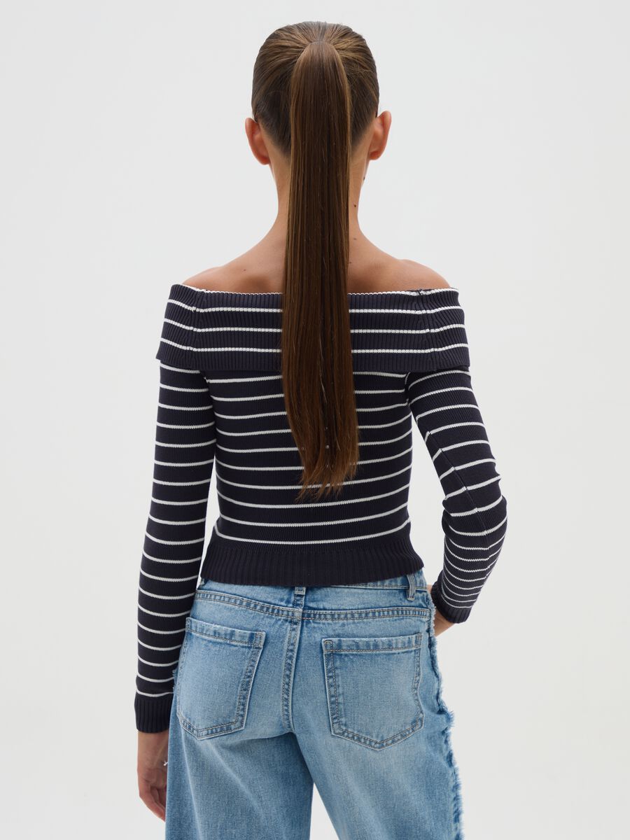 Girls' fitted blue and white blended top_1