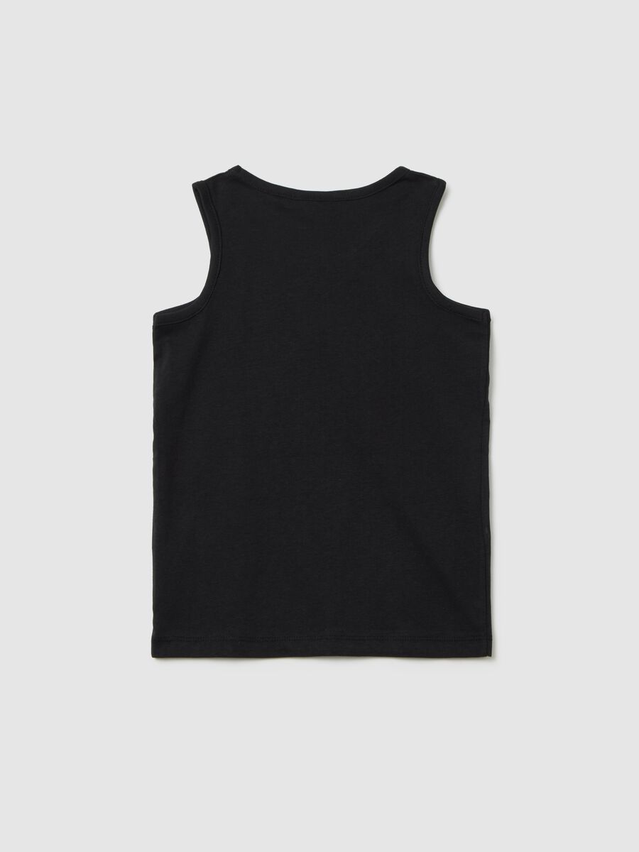 Children's black pure cotton tank top, regular fit_1