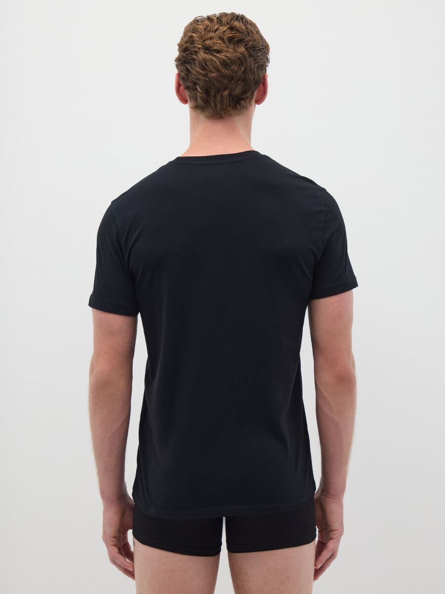 T-shirt da uomo in puro cotone nero_3
