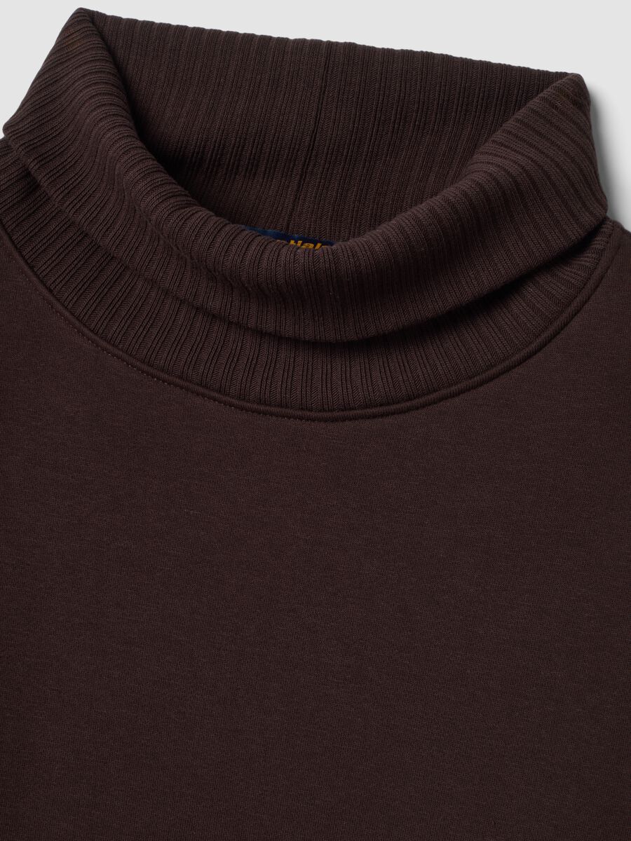 Felpa marrone in misto cotone fleece a girocollo regular fit_1