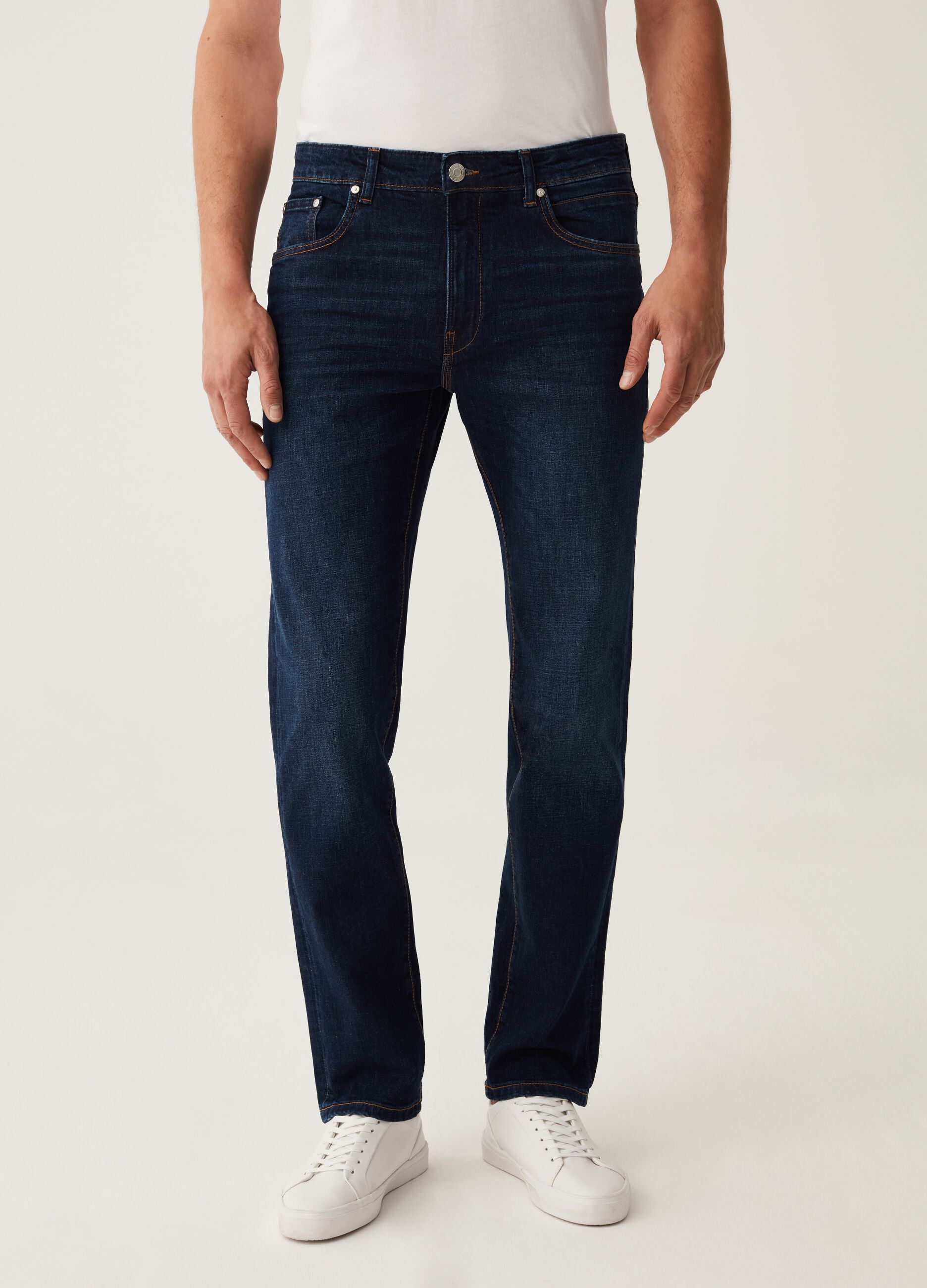 Jeans regular fit in cotone cross hatch_1