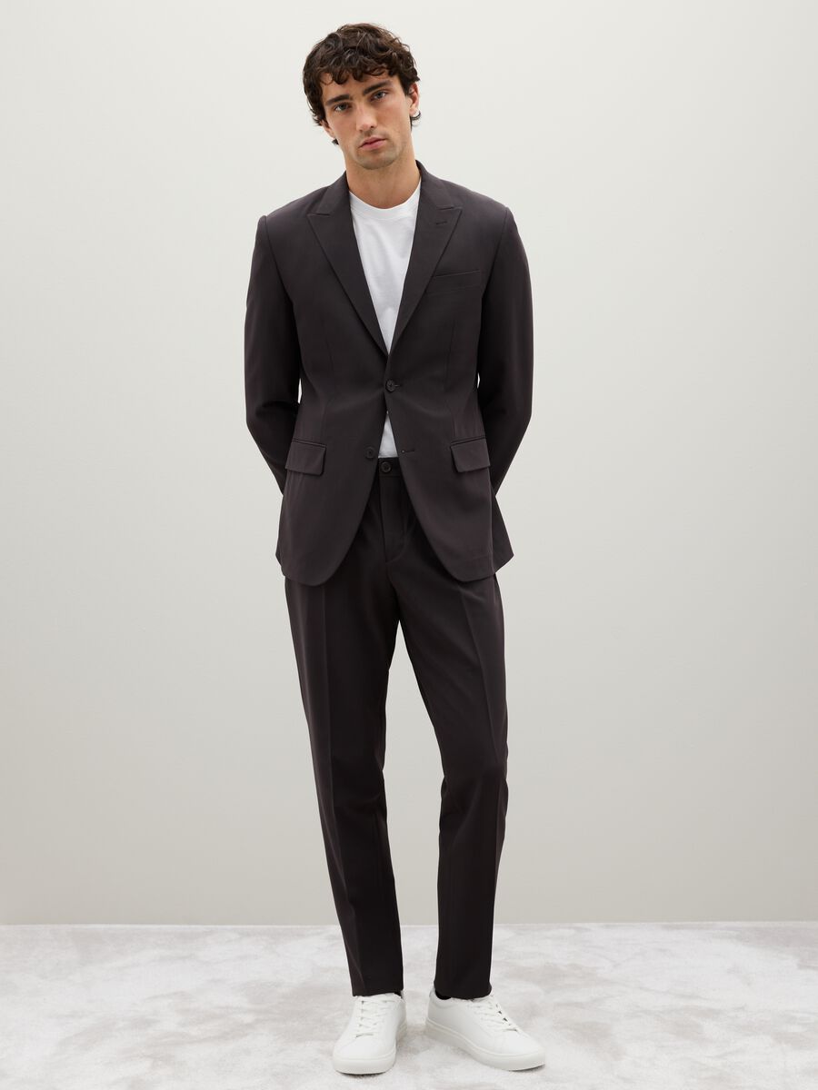 Grey Stretch Fabric Blazer Slim Fit_1