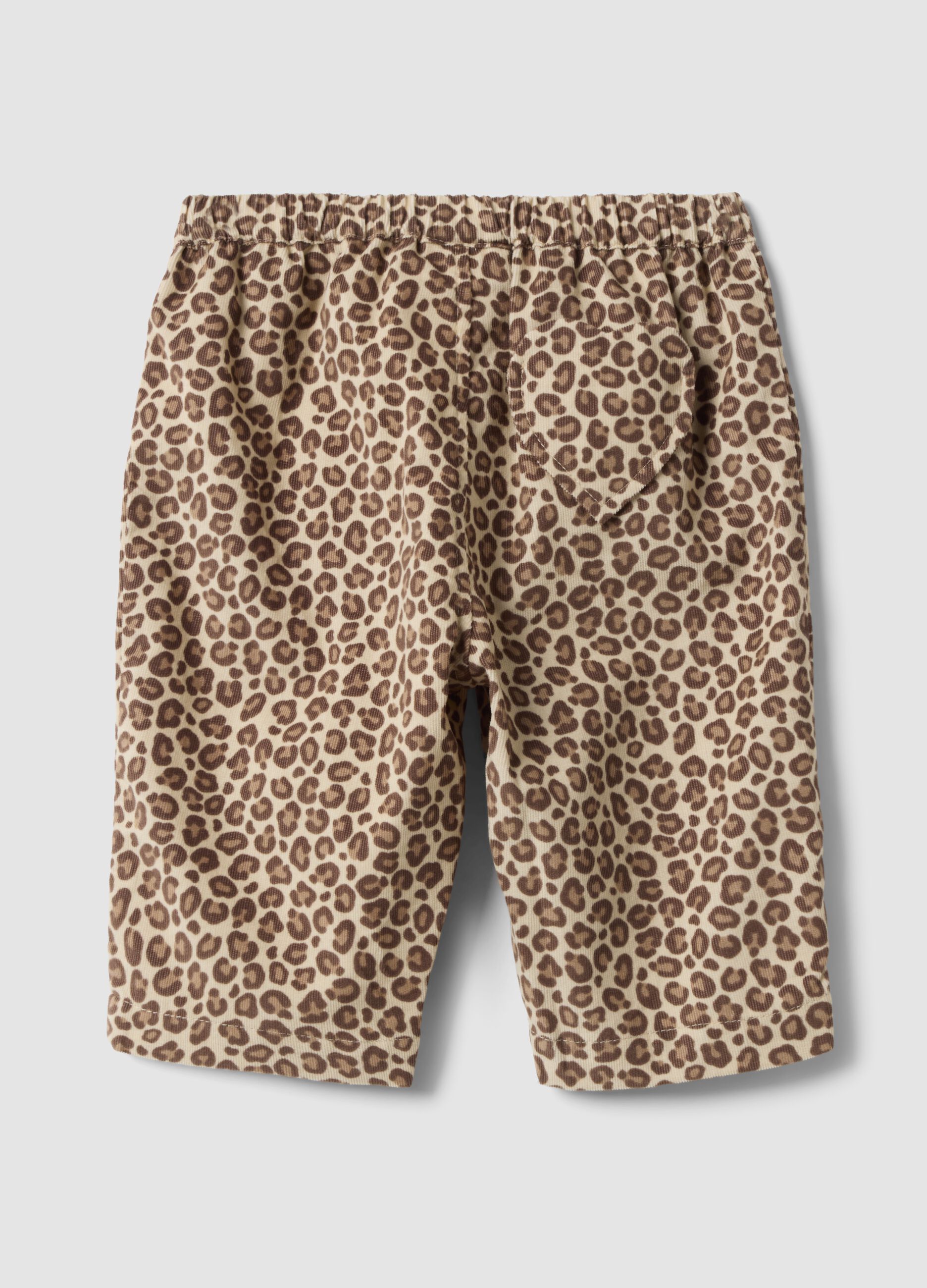 Brown animal print cotton & lyocell blend trousers for baby girl