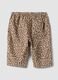 Brown animal print cotton & lyocell blend trousers for baby girl_1