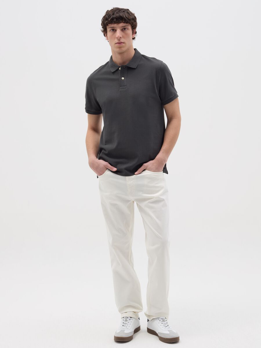 Solid colour polo shirt in organic cotton_1