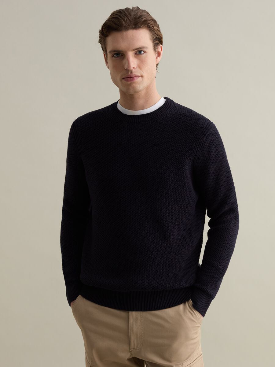 Cotton pullover with weave_0