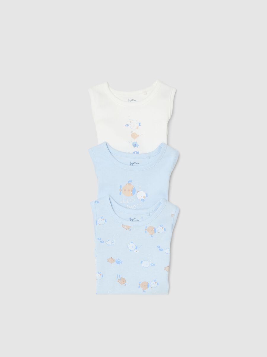 Tripack body senza maniche in puro cotone multicolor da neonato_3