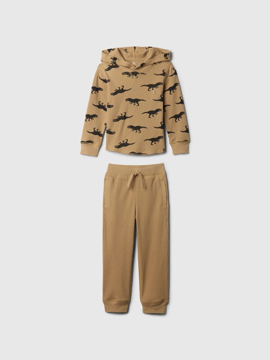 Jogging set with dinosaurs print and waffle weave_0