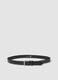Black genuine leather belt with metal buckle_0