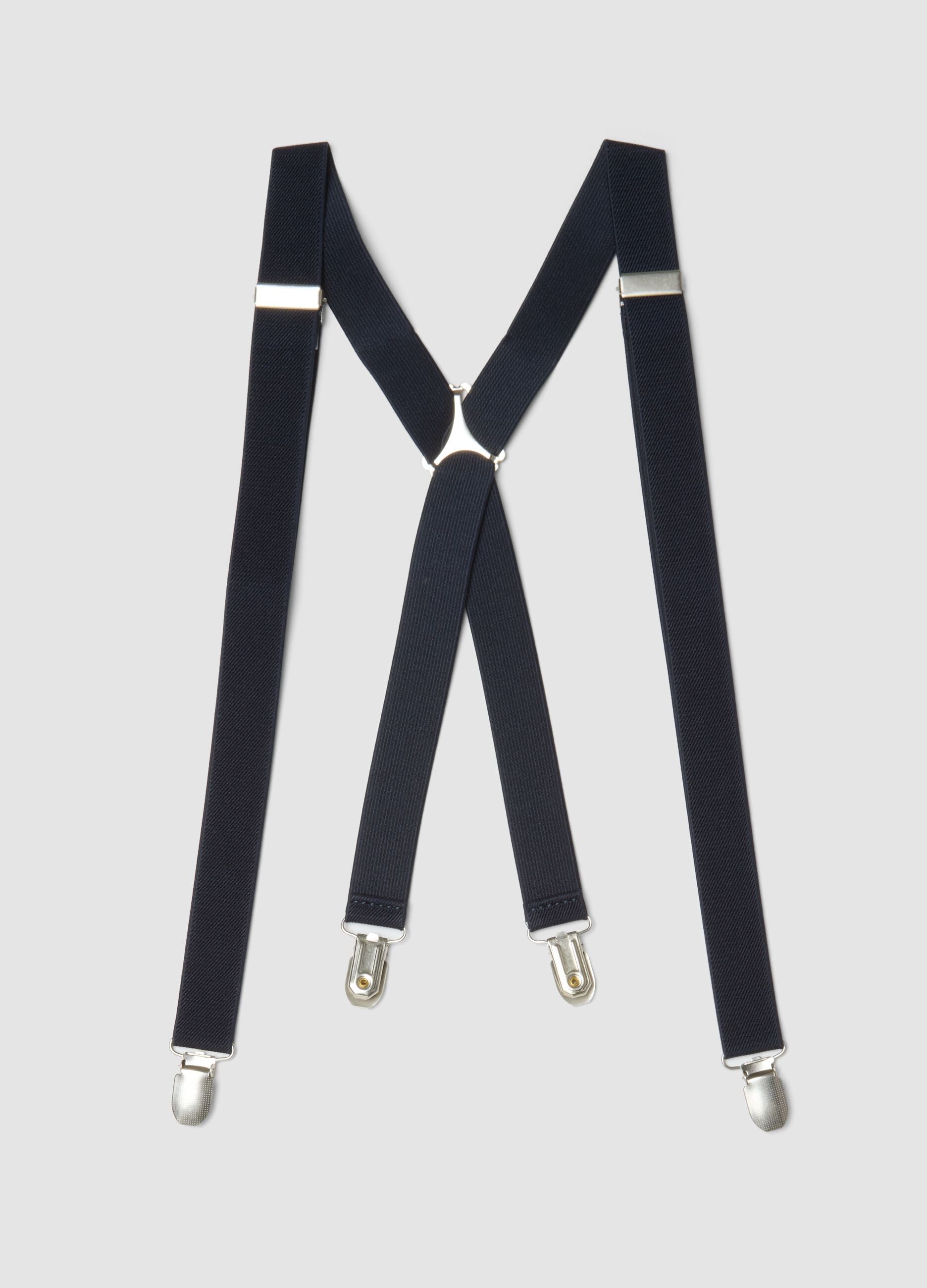 Blue elasticated braces with clips