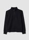 Black cotton-blend half-zip sweatshirt with crew neck_0