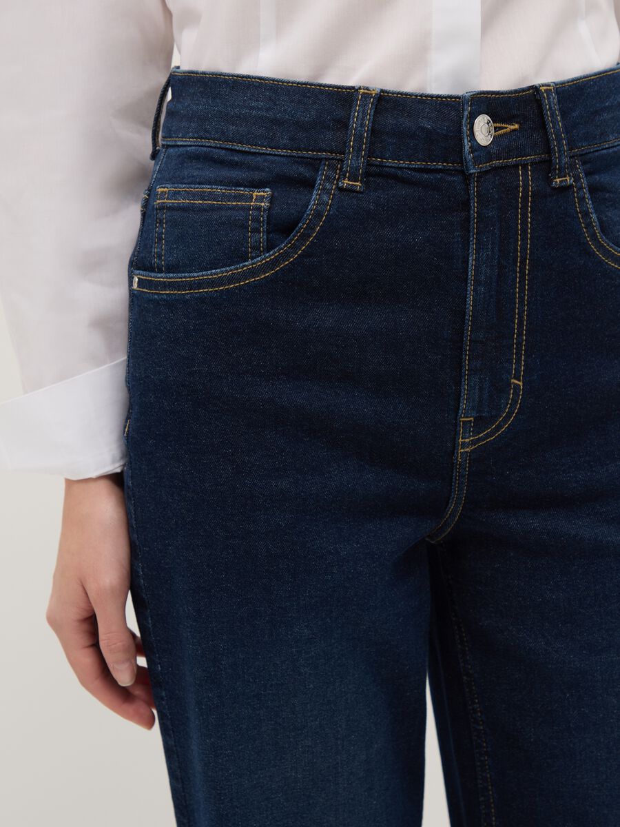 Blue Stretch Cotton Wide Leg Jeans_3